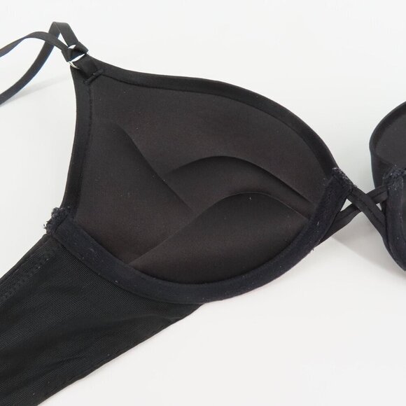 Aerie 32B Maddie Push Up Bra Padded Underwire Strappy Straps Solid Black Women - Picture 9 of 15